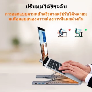 8-in-1 ขาตั้งแล็ปท็อป Laptop Stand HUB – 4K HDMI, PD, SD/TF, USB สําหรับ MacBook 13-17 นิ้วแล็ปท็อป