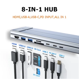 8-in-1 ขาตั้งแล็ปท็อป Laptop Stand HUB – 4K HDMI, PD, SD/TF, USB สําหรับ MacBook 13-17 นิ้วแล็ปท็อป