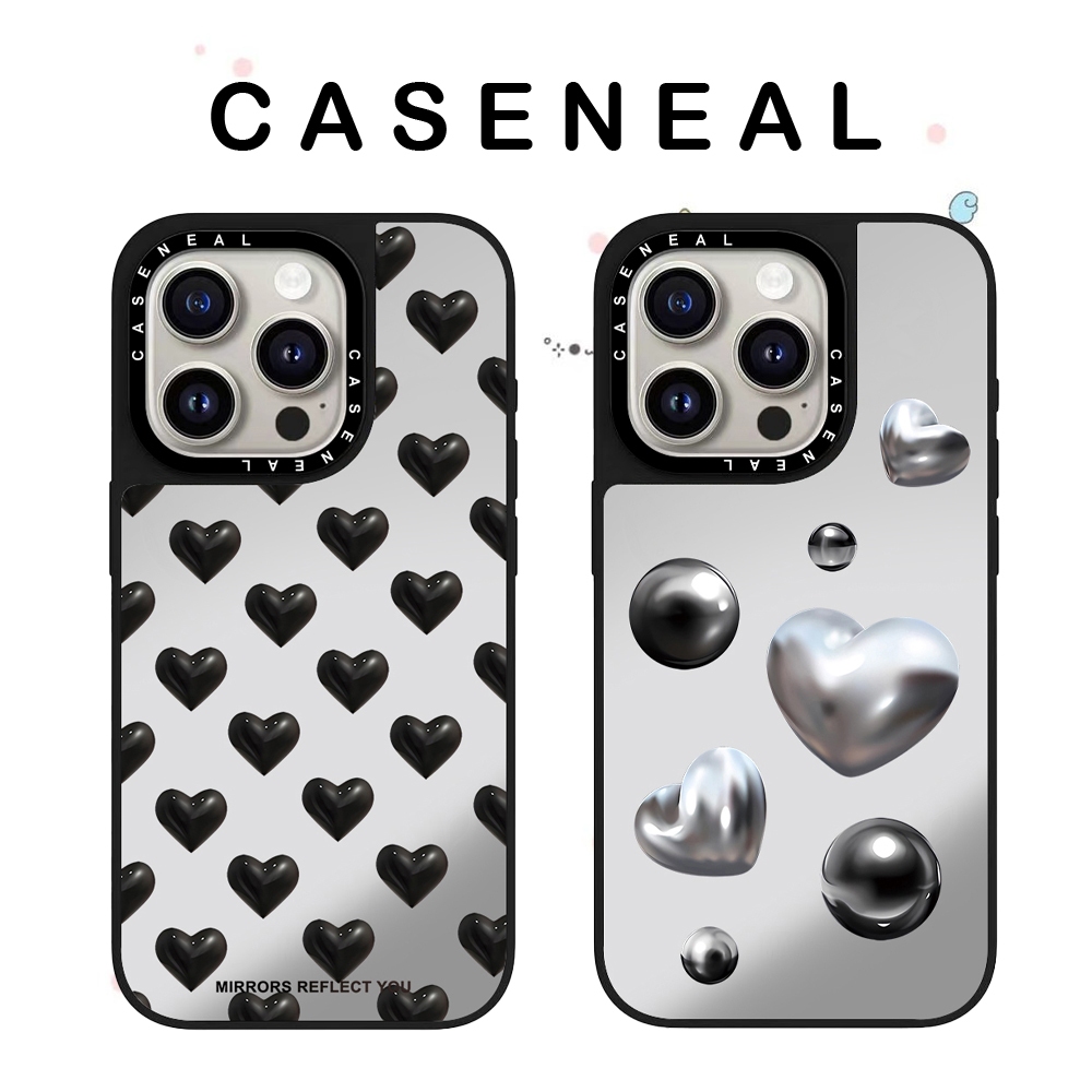 CASENEAL Black Love คุณภาพสูงกระจกเคสโทรศัพท์เหมาะสําหรับiPhone 17ProMax 17pro 17 air 16promax 16 15promax 15 14promax 13 13Promaxแฟชั่นAnti Drop Hard Case