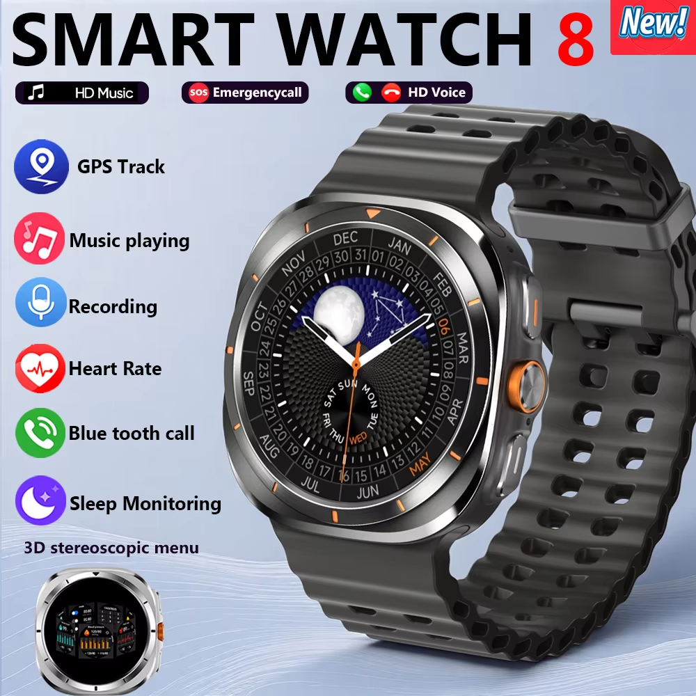 2025 ใหม่ JS นาฬิกา 8 Ultra Classic เข็มทิศ NFC SmartWatch 47 มม. LTE กีฬารุ่น BT Call AMOLED ผู้ชาย