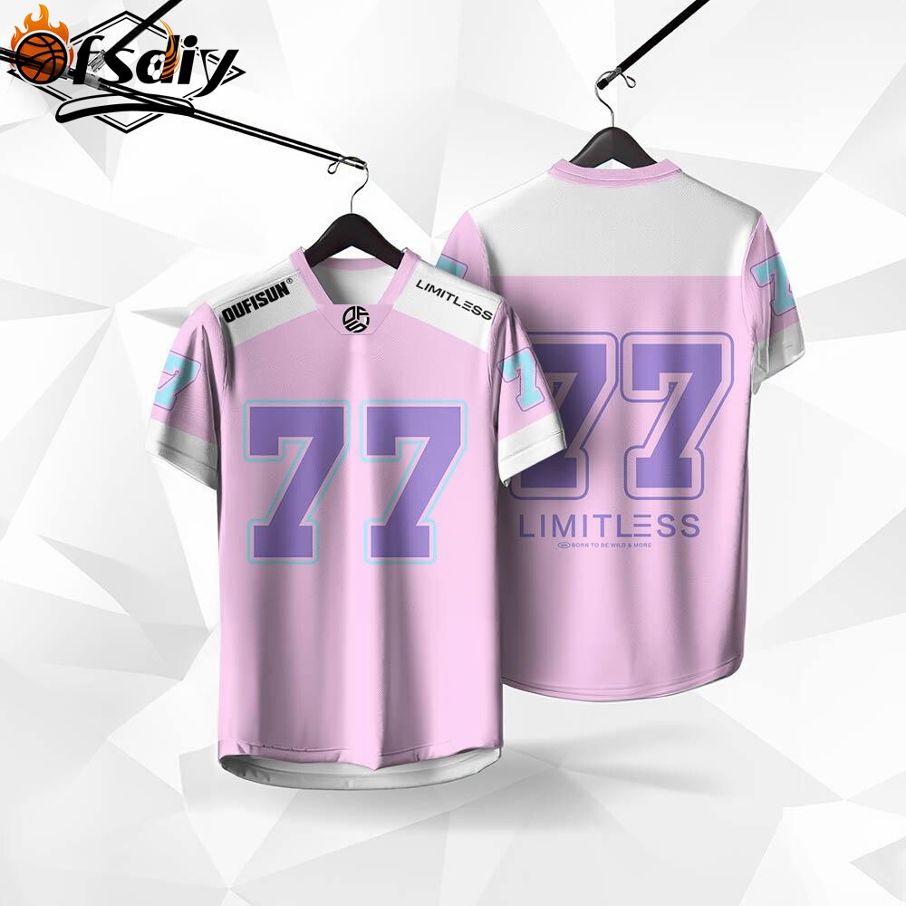 Jersey ฟรีชื่อที่กําหนดเองเสื้อแฟชั่นสตรี 5-Person Football Jersey เสื้อยืดกีฬาผู้หญิงหมายเลข 77 เสื