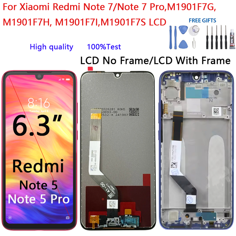 สําหรับ Xiaomi Redmi หมายเหตุ 7/7 Pro M1901F7G M1901F7H M1901F7I M1901F7S จอแสดงผล LCD Touch Screen 