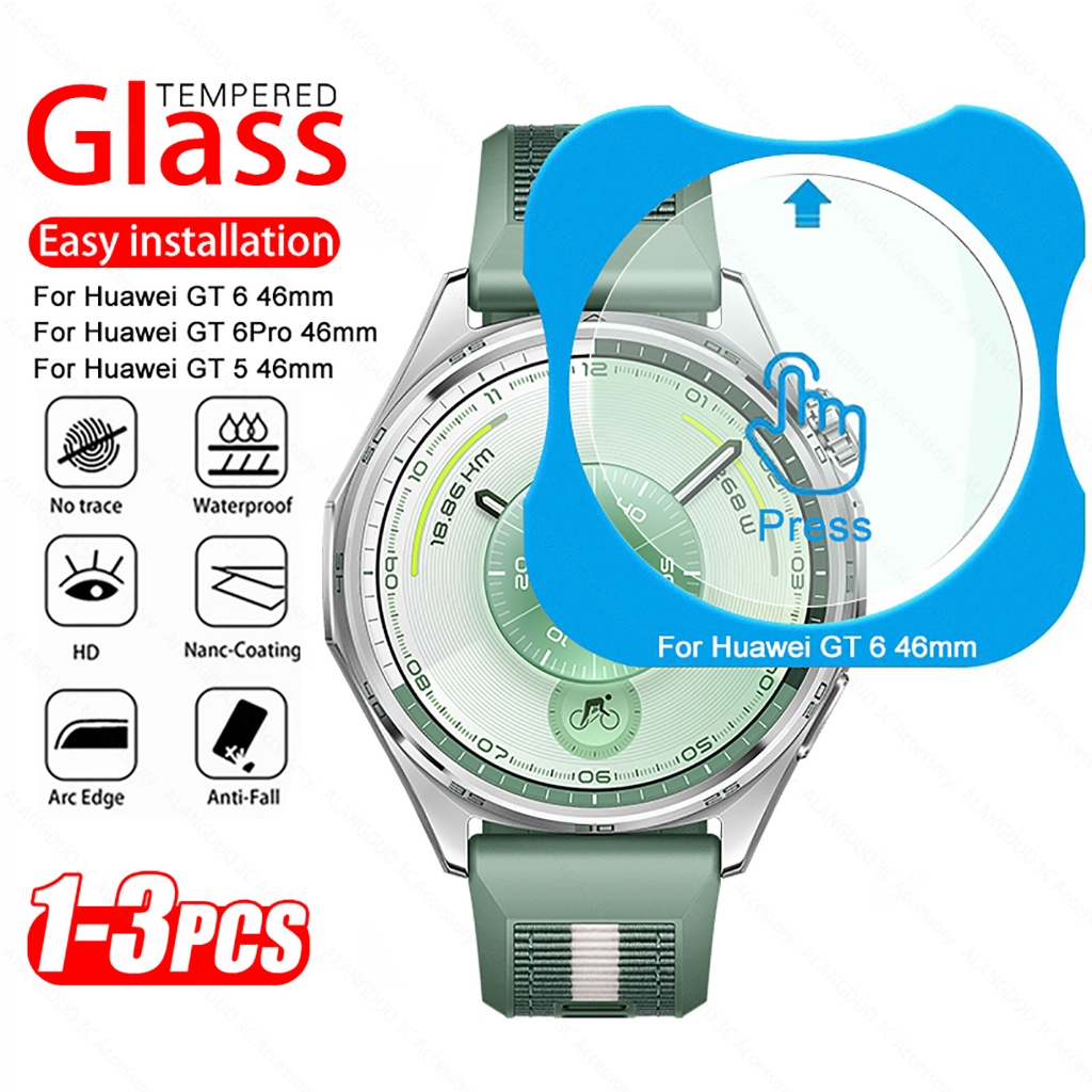 1-3PCS ติดตั้งง่ายกระจกนิรภัยสําหรับนาฬิกา Huawei GT 6 5 4 3 2 Premium Screen Protector สําหรับ Huawei gt6Pro gt4 gt5 gt6 Pro SE 46 มม.41 มม.42 มม.กระจกป้องกัน