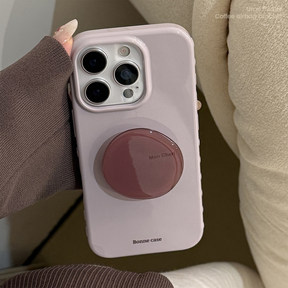 กรณีเข้ากันได้สําหรับ iPhone 17promax 17pro 17 16Promax 16Pro 16 16plus 15promax 15 Pro 14 13 14promax 12 plum สีม่วงเคสPCพร้อมขาตั้ง