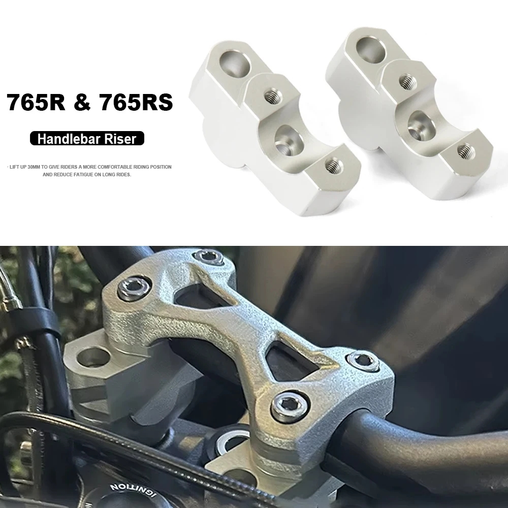 อุปกรณ์มอเตอร์ไซค์ใหม่ Lift Move Back Clamp Handlebar Riser Silver Kit สําหรับ Triumph Street Triple
