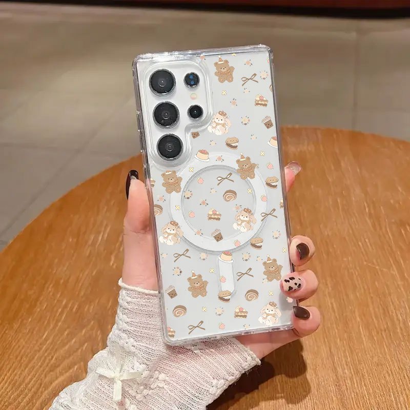 ขนมหวานหมีสีน้ําตาลรูปแบบกันกระแทก S23Ultra เคสโทรศัพท์เทียบได้กับ Samsung s20fe S21 S21PLUS S22 S23