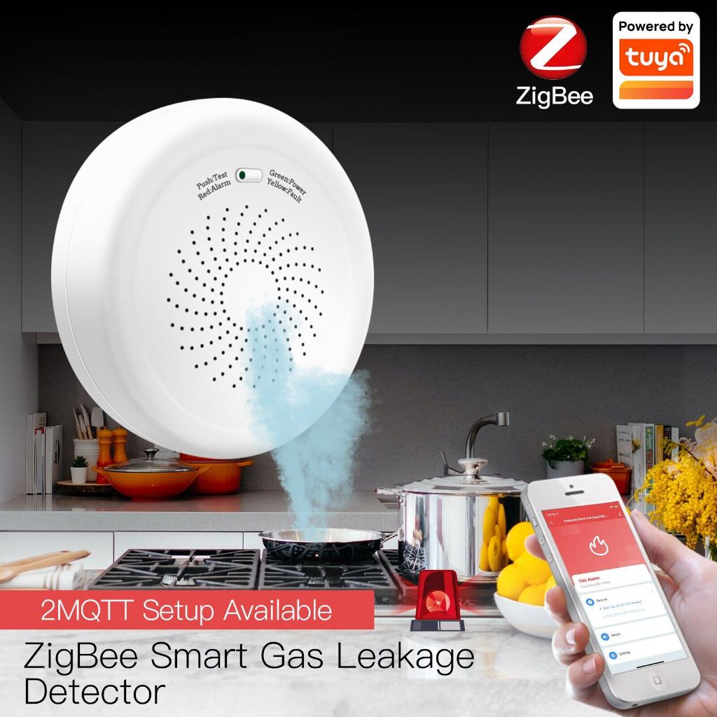 สมาร์ท ZigBee เครื่องตรวจจับการรั่วไหลของแก๊สเซ็นเซอร์ Combable Tuya สมาร์ท Home Security Alarm System Smart Life Tuya App รีโมทคอนโทรล