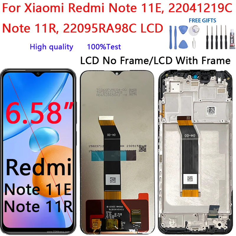 สําหรับ Xiaomi Redmi Note 11E, 22041219C Note 11R, 22095RA98C จอแสดงผล LCD Touch Screen Digitizer Glass Assembly อะไหล่ซ่อม