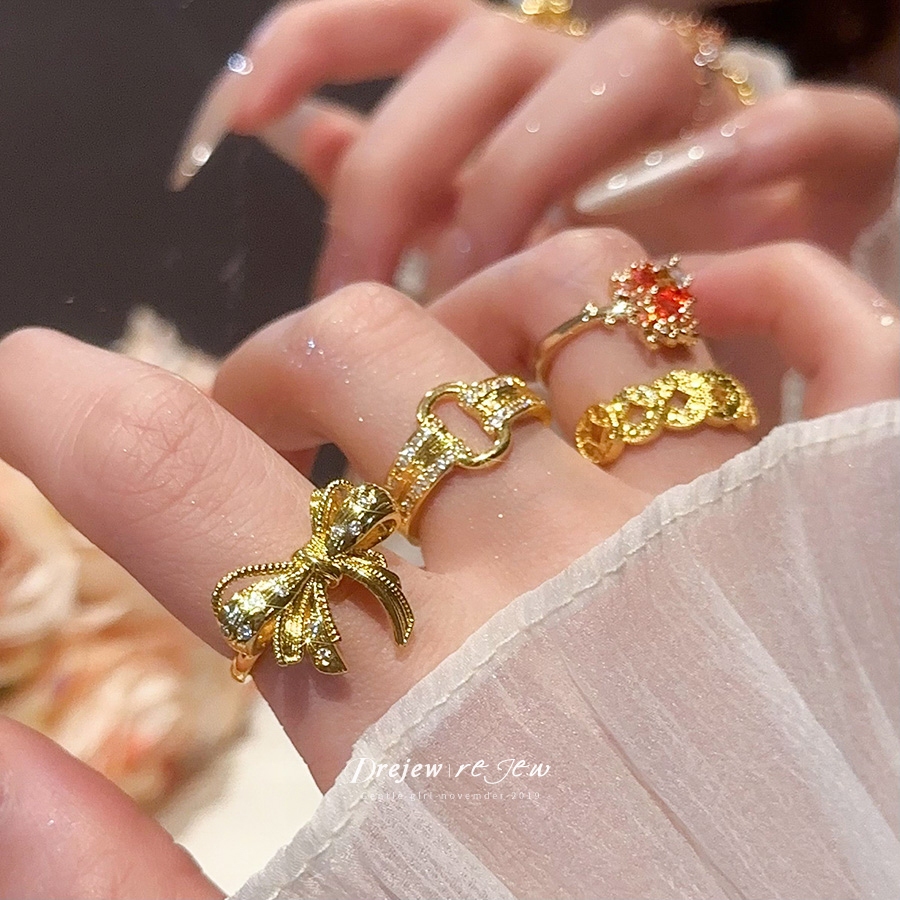 แหวนทองแท้ 18K ชุบไฟฟ้า สไตล์จีนใบเมเปิ้ล