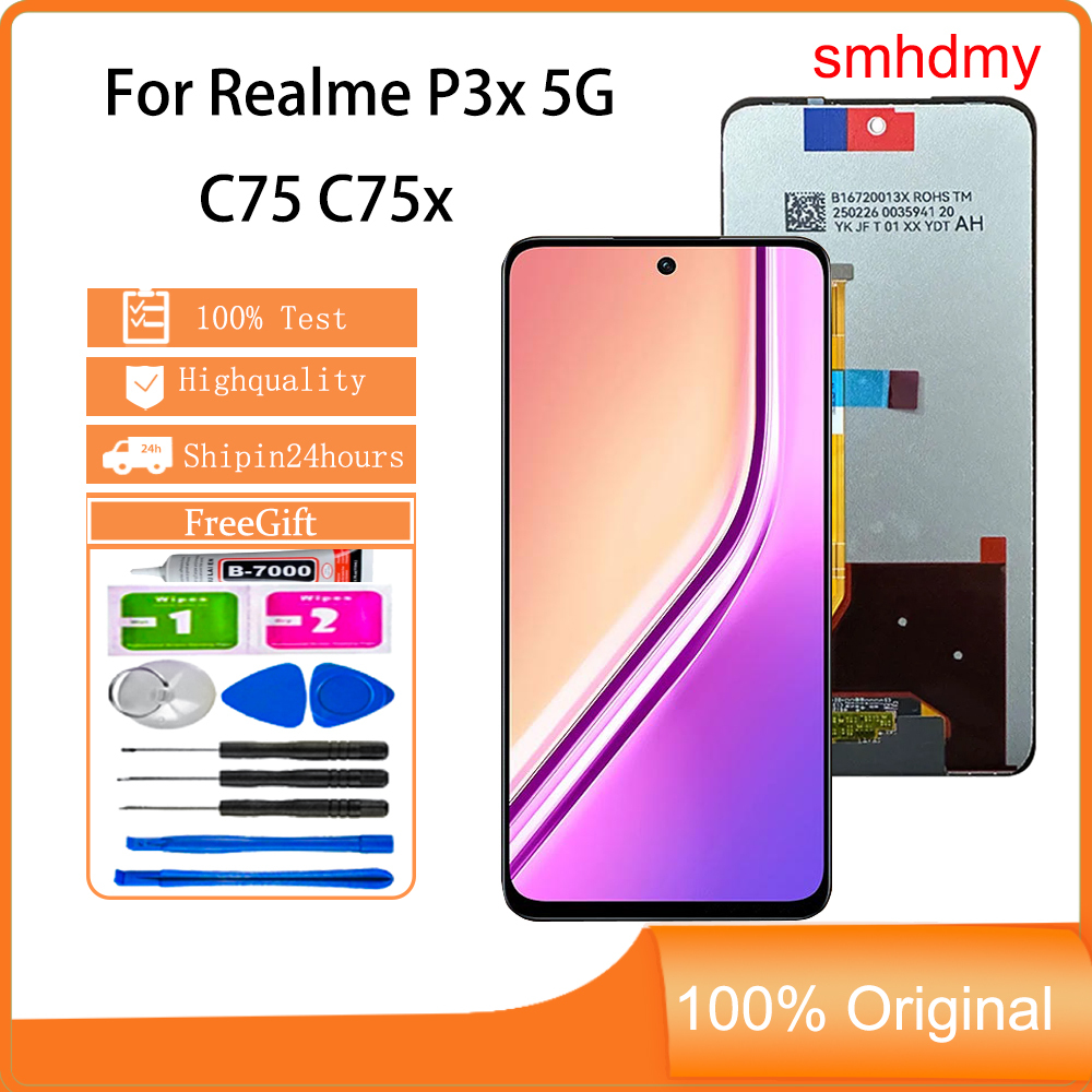 Smhdmy Ori จอแสดงผลสําหรับ Realme C75 C75x P3x 5G เปลี่ยนหน้าจอสัมผัส LCD
