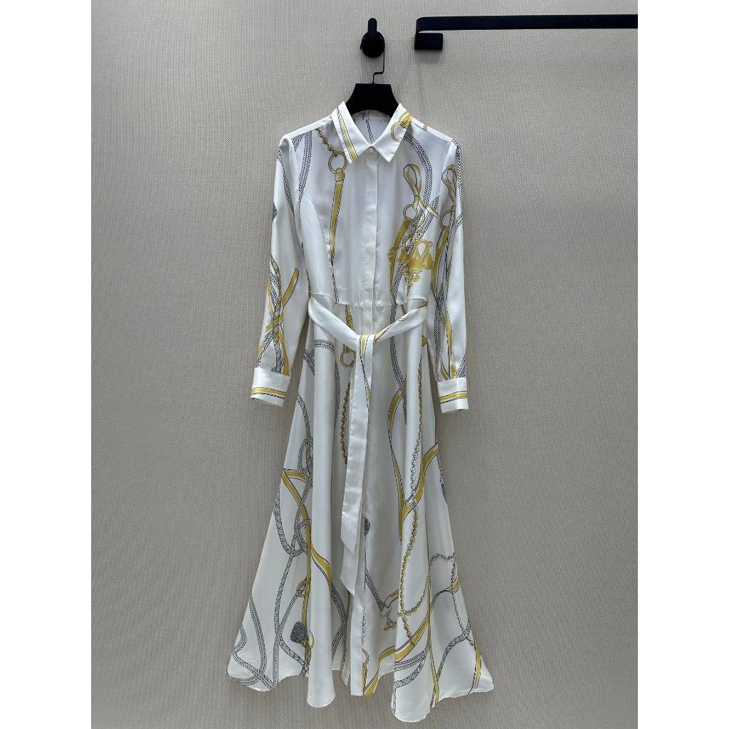 2025 ชุดเดรสแม็กซี่สีขาวแขนยาวสตรีล่าสุดขนาด:S_XL KOO