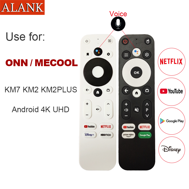 ALANK รีโมททีวี ONN/MECOOL รีโมทกล่อง Android TV (รองรับการควบคุมด้วยเสียง) เข้ากันได้กับ T99, TV98,