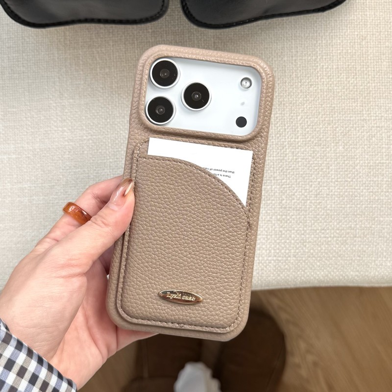 หรูหราสีทึบหนังกรณีโทรศัพท์สําหรับ ไอโฟน 11 12 13 14 15 16 17 มือโปร สูงสุด อากาศ ธุรกิจบัตรกระเป๋าสตางค์ฮาร์ดป้องกันปกหลัง