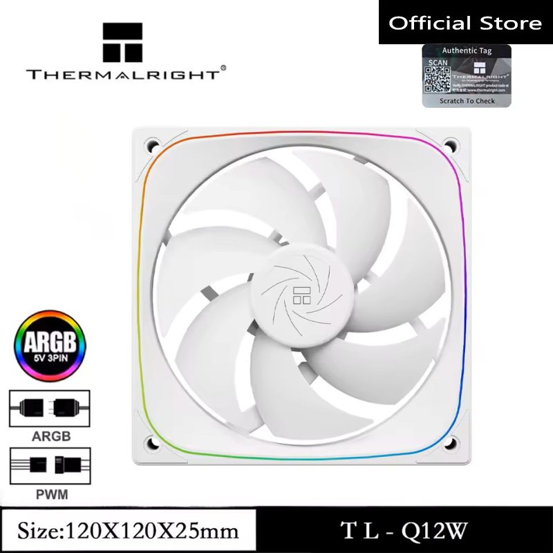 Thermalright TL-Q12W ARGB พัดลม CPU สีขาว 12 ซม.พัดลม 2000RPM Halo/Full-View ARGB โช้คอัพสองด้าน CPU พัดลมระบายความร้อน