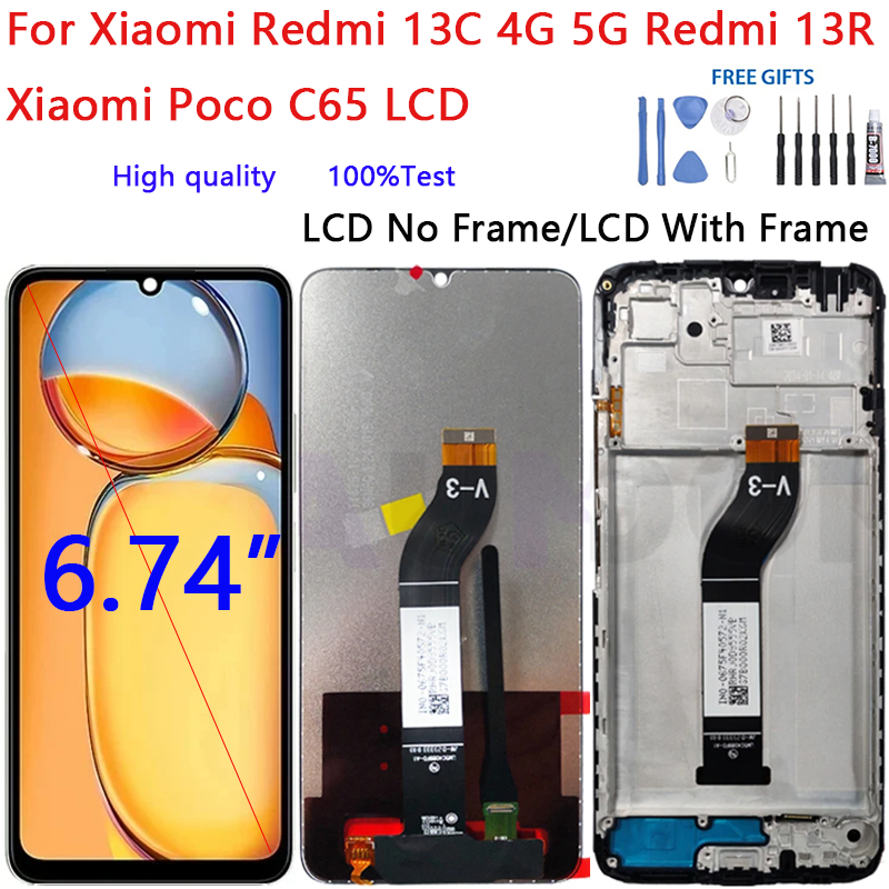 สําหรับXiaomi Redmi 13C 4G 5G Redmi 13R Xiaomi Poco C65 จอแสดงผลLCD Touch Screen Digitizer Glass Assemblyอะไหล่ซ่อม