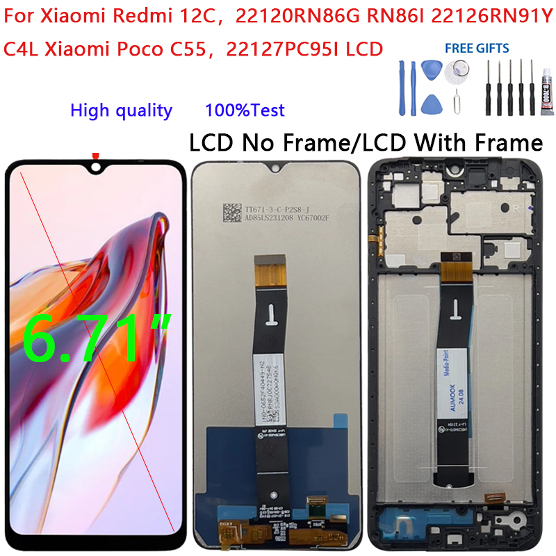 สําหรับXiaomi Redmi 12C 22120RN86G RN86I 22126RN91Y C4L Poco C55 จอแสดงผลLCD Touch Screen Digitizer 