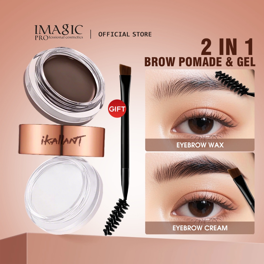 IMAGIC 2 In 1 Brow Pomade & Gel พร้อมแปรง 3 สีรูปร่างและชุดแต่งหน้ากันน้ํา Long-Lasting Eye แต่งหน้า