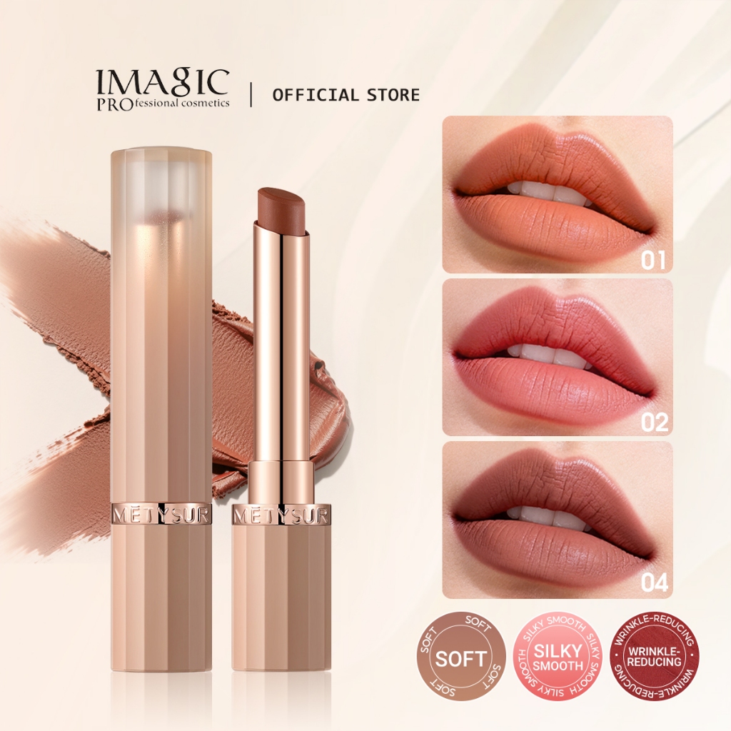 IMAGIC Soft & Matte Lipstick Essential Oil Hydrating and Line-Reduction Lipstick Non-Sticky 2G