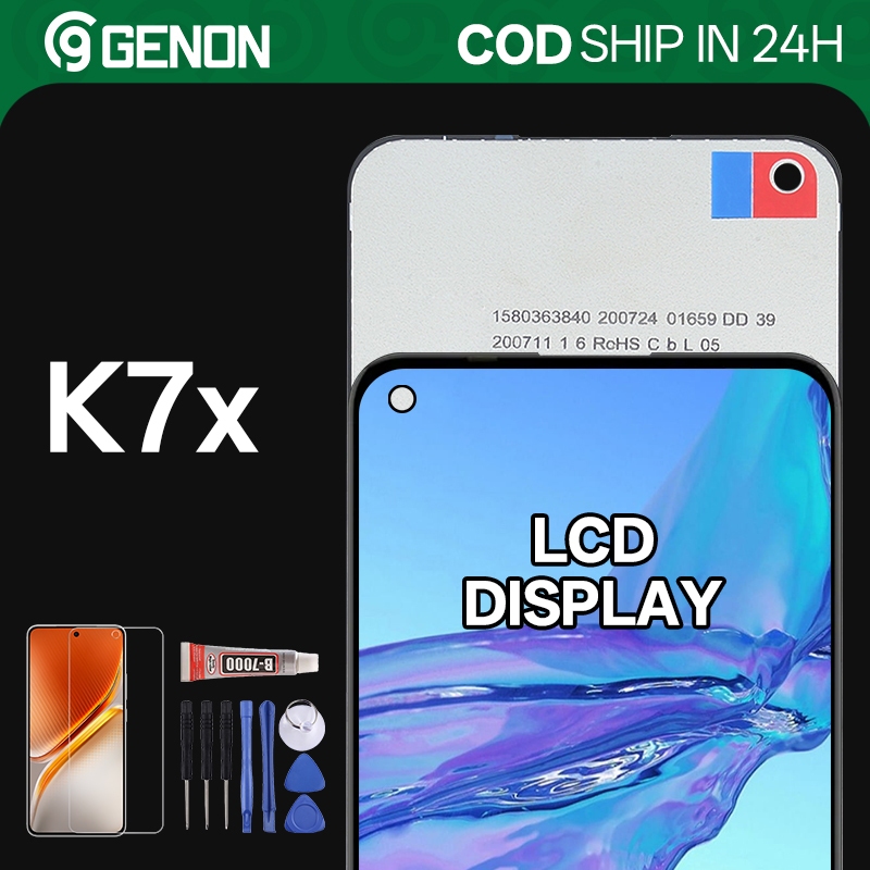 Genon IPS 90Hz LCD สําหรับ Oppo K7x จอแสดงผล LCD หน้าจอสัมผัสพร้อมชิ้นส่วนทดแทนกรอบ