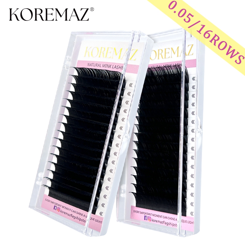 KOREMAZ 0.05/0.07C/D/DD curler eyelash 16Rows Matte Black Classic ส่วนบุคคลขนตาขนตาขนตาขนตานุ่ม extension ขนตาปลอม faux mink lash