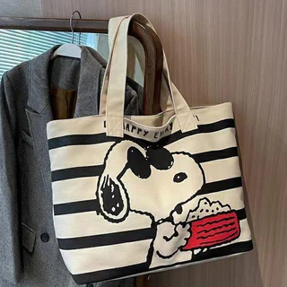 【จัดส่งจากประเทศไทย】🌼พร้อมส่ง🌼 กระเป๋าผ้า ลายการ์ตูนสนูปปี้ กระเป๋าถือ กระเป๋าสะพายไหล่ และพนักงานออฟฟิศ