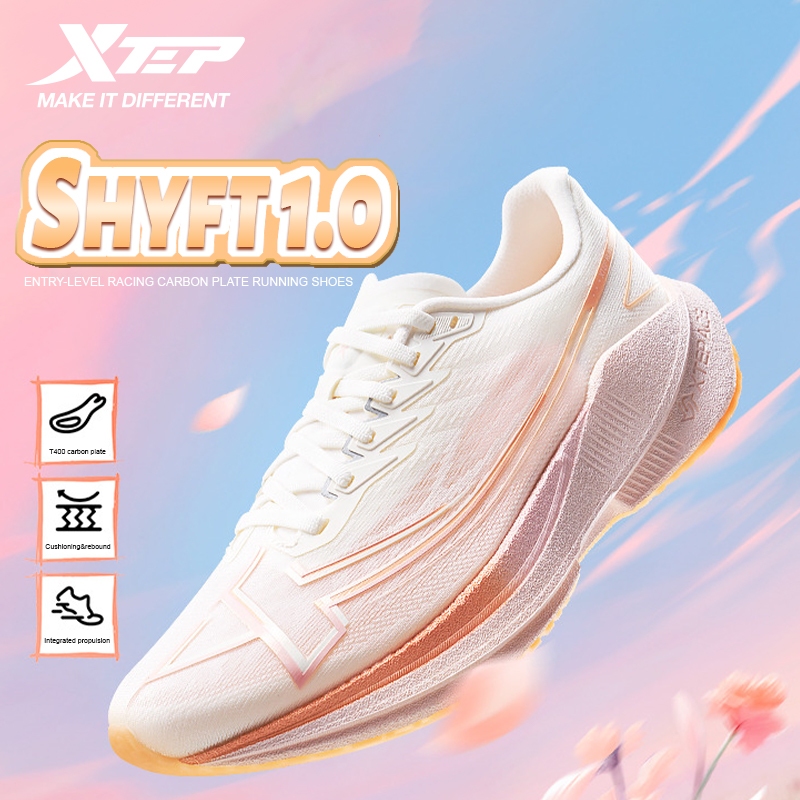 XTEP Shyft 1.0 รองเท้าวิ่ง  สำหรับผู้หญิง พร้อมแผ่นคาร์บอน เหมาะสำหรับการฝึกซ้อมมาราธอนและวิ่งกลางแจ