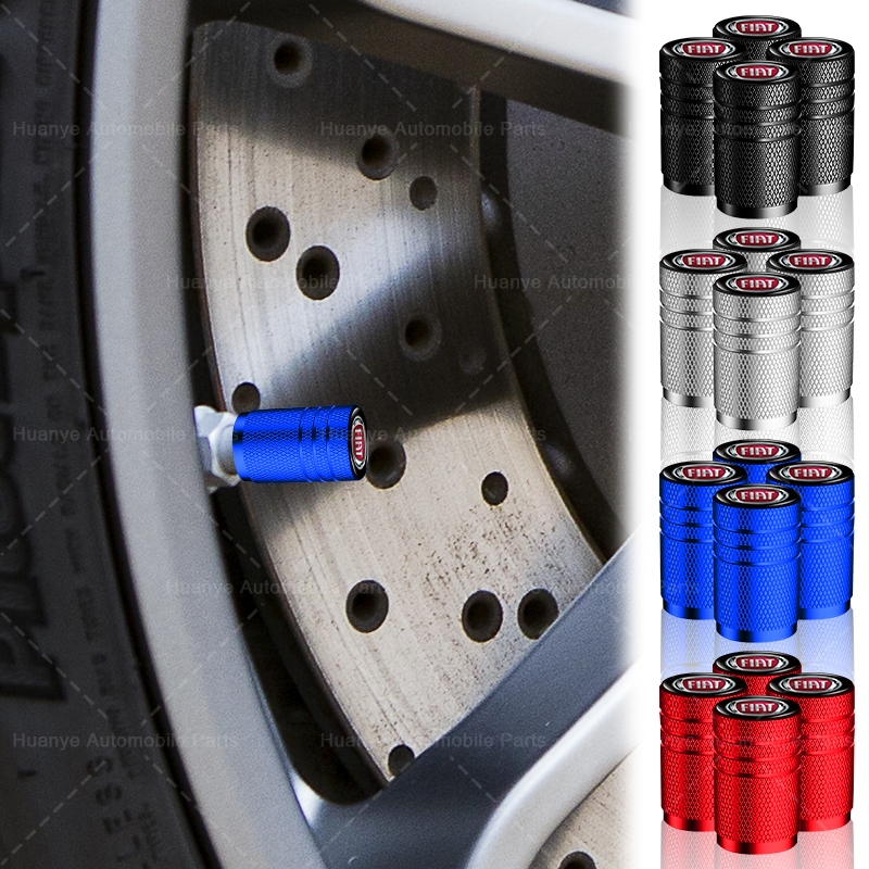 4pcs โลโก้รถยาง Anti-ฝุ่นหมวกล้อรถ Tyre Stem สําหรับ Fiat Panda Bravo Punto Croma 500 595