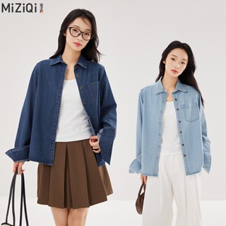 เสื้อเชิ้ตยีนส์ย้อนยุคแขนยาวสำหรับผู้หญิง สไตล์ใหม่ หน้ายีนส…