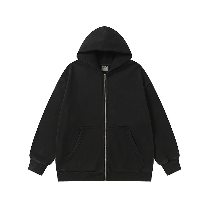 High Street Zip Skylrk Hoodies ผู้ชายผู้หญิงสีดําฤดูใบไม้ร่วงฤดูหนาวเย็บปักถักร้อยโลโก้ขนาดเล็กขนแกะ