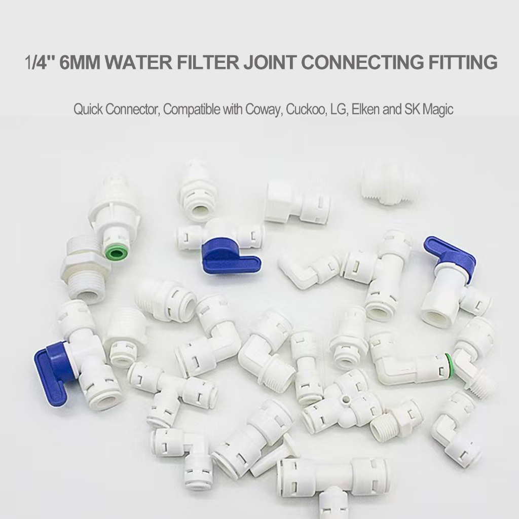 1/4 นิ้วเครื่องกรองน้ํา RO ชุดอุปกรณ์เชื่อมต่ออย่างรวดเร็ว - ข้อศอก POM, ตรง, Tee, Y, บอลวาล์วสําหรั