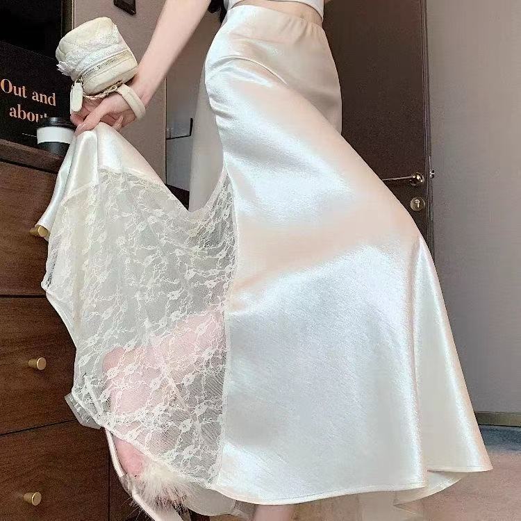 กระโปรงยาวหางปลายแบบเอวสูง ดีไซน์,mid-length และลายเส้นเรียบหรู สำหรับฤดูร้อน