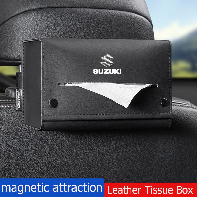 รถบังแดดที่นั่งกลับแขวนกล่องกระดาษทิชชูที่วางแขนกล่องแม่เหล็กผ้าเช็ดปากกล่องเหมาะสําหรับ Suzuki Raid