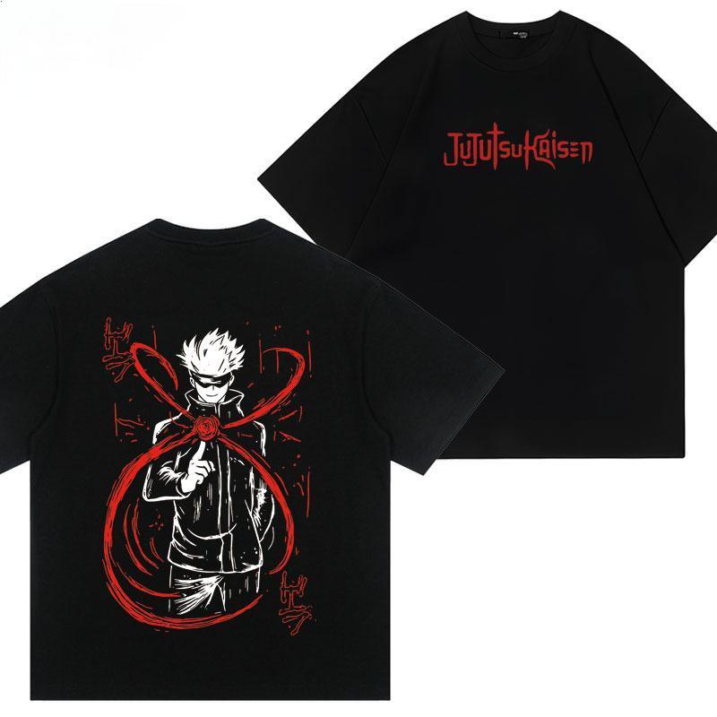 เสื้อยืดคอกลมแขนสั้นสำหรับผู้ชาย พิมพ์ลาย Jujutsu Kaisengojo Satoru ทำจากเนื้อผ้าฝ้าย ไซส์ใหญ่