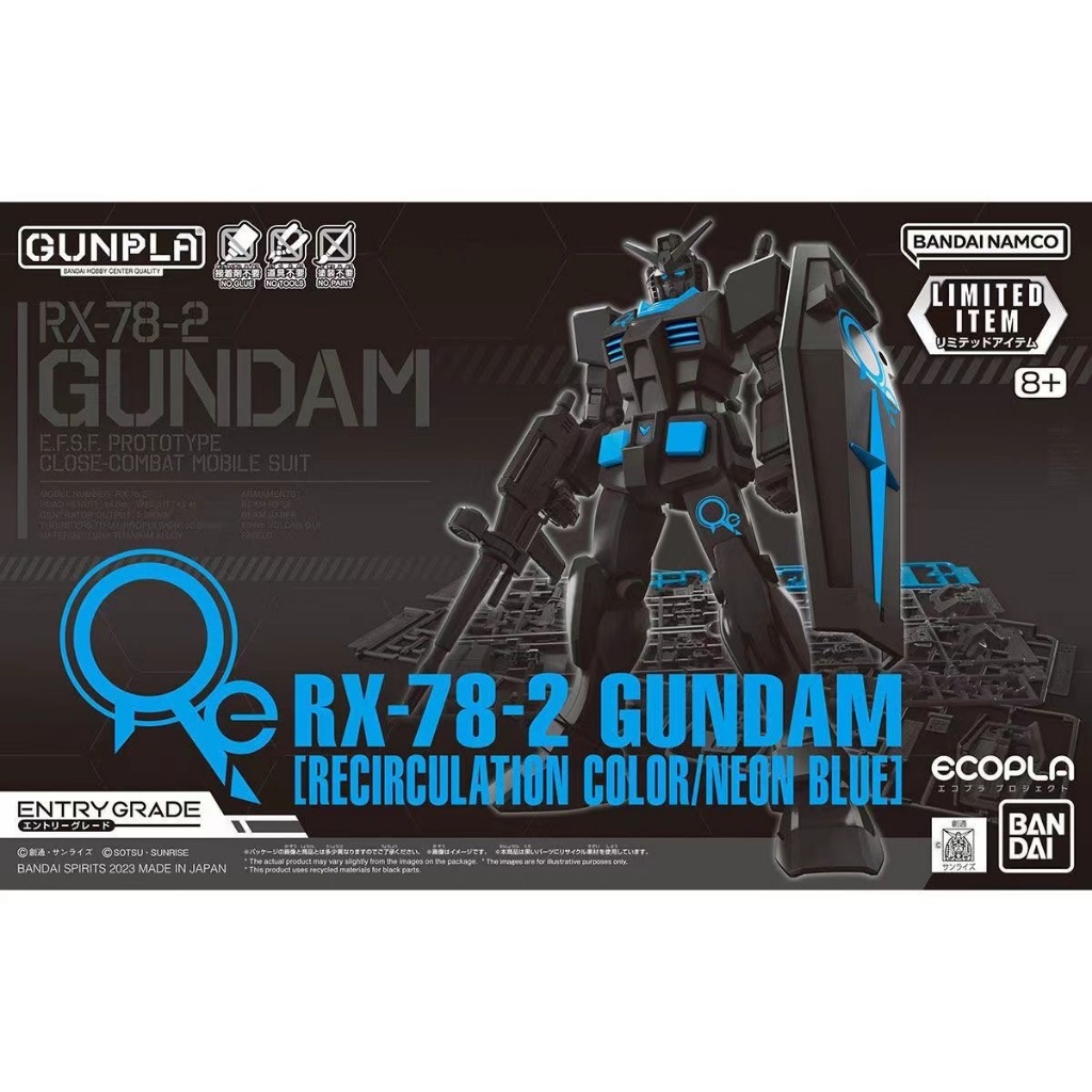 BANDAI PB EG 1/144 MOBILE SUIT GUNDAM RX-78-2 GUNDAM RECIRCULATION COLOR NEON BLUE