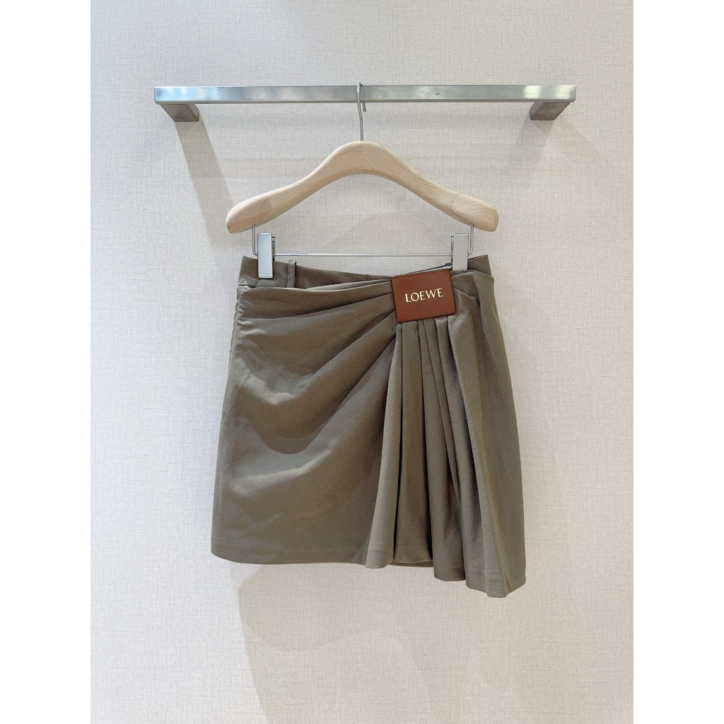 2025 กระโปรงสั้นเอวสูงสีน้ําตาล Loe Womens ใหม่ล่าสุด Size:S-XL w4x