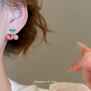 ต่างหูเงิน 925 เพชรเชอร์รี่ สไตล์แฟชั่นสำหรับทุกวัน