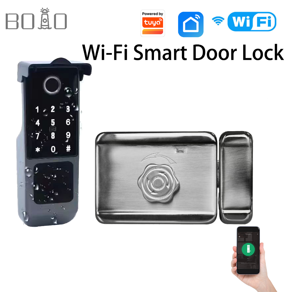 BOIO Tuya Smart Digital Door Lock WiFi สมาร์ทล็อคประตูล็อคลายนิ้วมือสมาร์ทบ้านล็อคกันน้ำล็อคประตูดิจิตอลรหัสผ่านสำหรับ Home Hotel