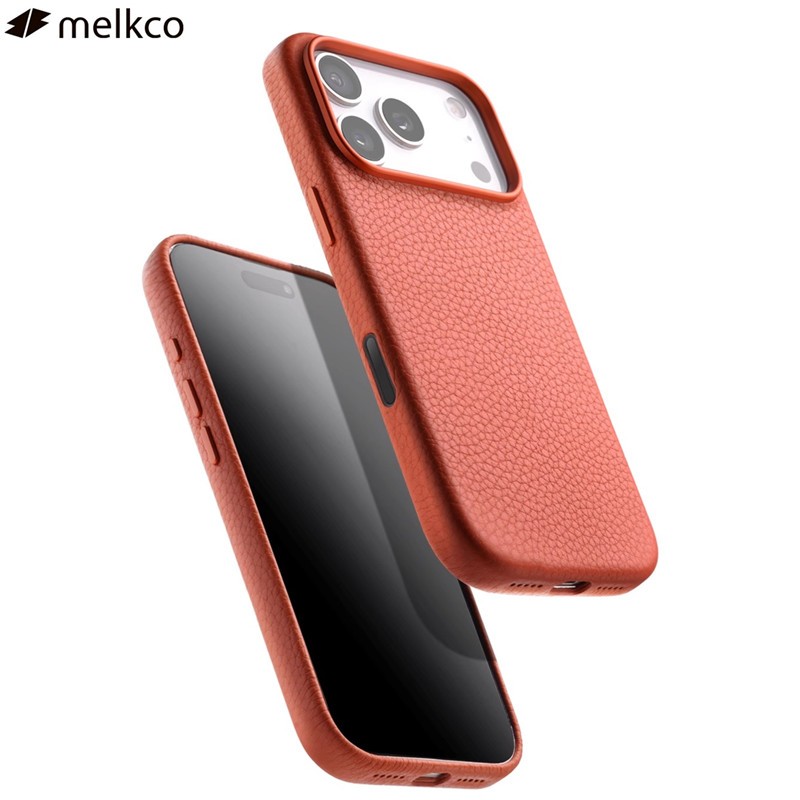 Melkco พร้อม AI ปุ่มซองหนังสําหรับ iPhone 17 Pro Max Air 17 ธุรกิจ Top-layer Cowhide เลนส์โลหะแหวนชาร์จแม่เหล็กเต็มรูปแบบป้องกันปกหลังพร้อมกล่อง