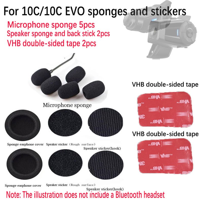 SENA 10C/10C Pro หูฟังบลูทูธ ฝาครอบฟองน้ําและเทปกาวสองหน้า 3M