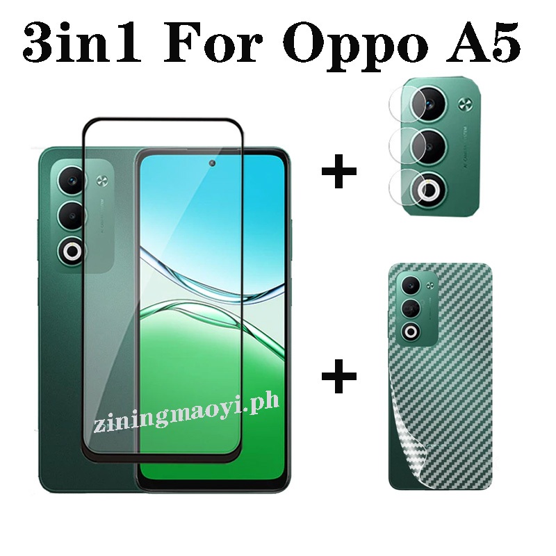 3in1 OPPO A5 ฟิล์มกระจกนิรภัยสําหรับ OPPO A5 Pro A3 Pro A5X A3X ฟิล์มกระจกนิรภัยป้องกันหน้าจอและกล้อ