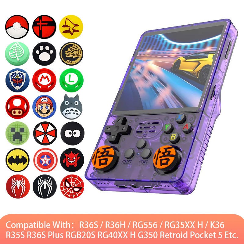 2 ชิ้น การ์ตูน ซิลิโคนนุ่ม อนาล็อก จอยสติ๊กฝาครอบ เคส สำหรับ R36S R36H RG35XX H RG40XX H R36 PRO K36