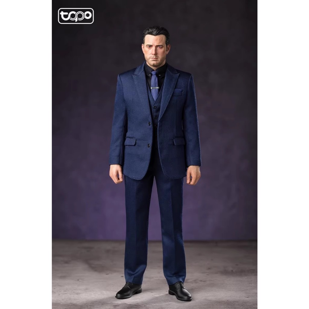 TOPO TP005 1/6 Ben Affleck Batman คลิปผูกเน็คไทสูทสีน้ําเงินและสีม่วง หมุดคอปกและไม้แขวนเสื้อรุ่น