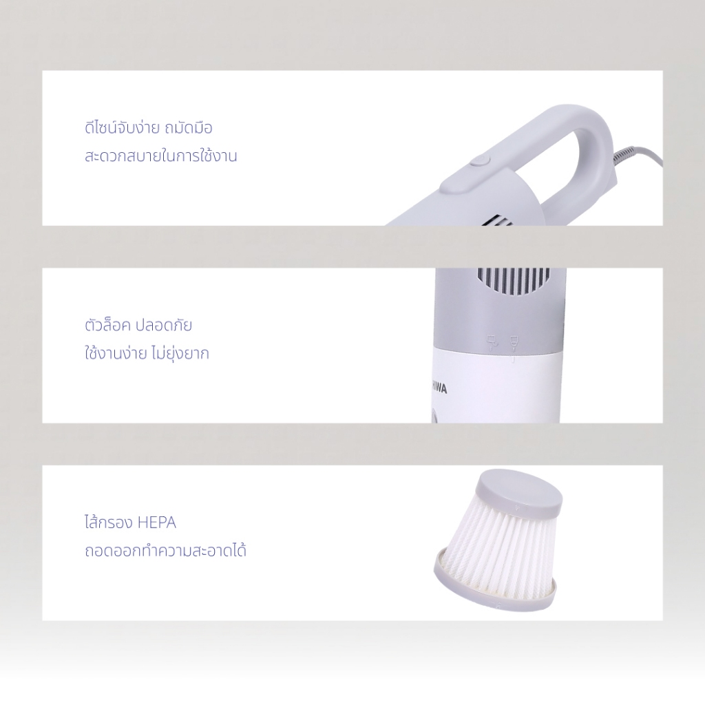 KASHIWA รุ่น KW-904 เครื่องดูดฝุ่น หัวดูด 2 หัว 2ใน1 เครื่องดูดฝุ่นมือถือ Vacuum 500W รับประกันศูนย์ - รูปที่ 6