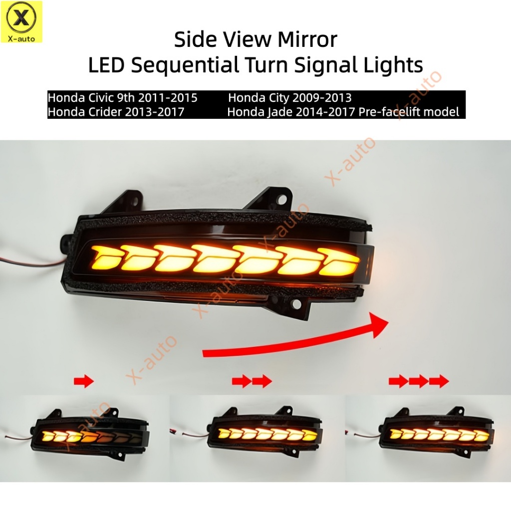 (VN) กระจกมองข้าง LED ไฟเลี้ยวลําดับเข้ากันได้กับ Honda Civic, City, Crider, Jade - กระจกมองข้าง, กร