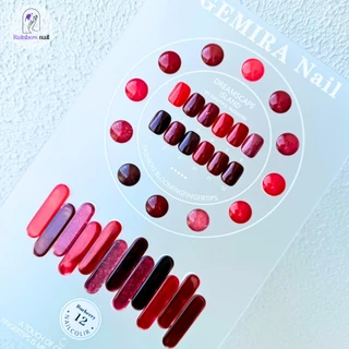 GEMIRAชุดยาทาเล็บเจล12สี ชุดสีแดง สีเรืองแสง มาการอง คาราเมล ชุดชมพู ด้วยบัตรสำเร็จรูป