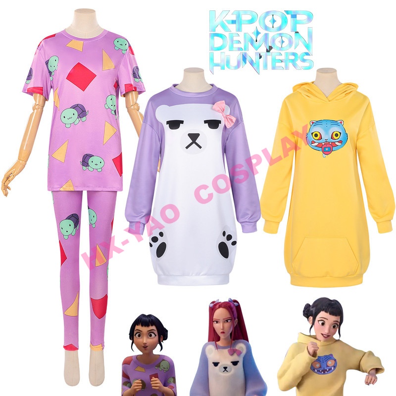 【HX-YAO】เครื่องแต่งกายฮาโลวีนสำหรับเด็ก Zoey Mira cosplay KPop Demon Hunters เครื่องแต่งกายคอสเพลย์
