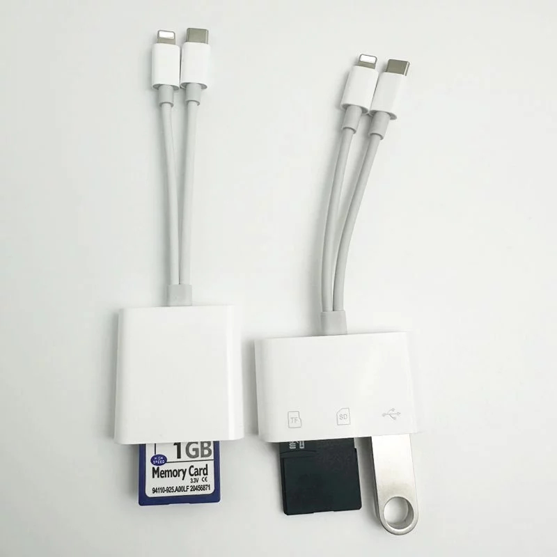 อะแดปเตอร์การ์ดรีดเดอร์ SD TF 3In1 สําหรับเครื่องอ่านการ์ด iP 12 13 SD TF iOS 13 /Type-c