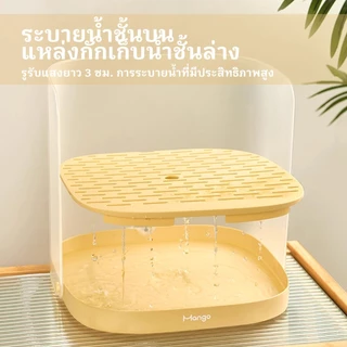 ฐานวางน้ำพุแมว พร้อมตะแกรงระบายน้ำ ฉากกันกระเด็น แท่นวางน้ำพุสัตว์เลี้ยง Pet Water Filter Table
