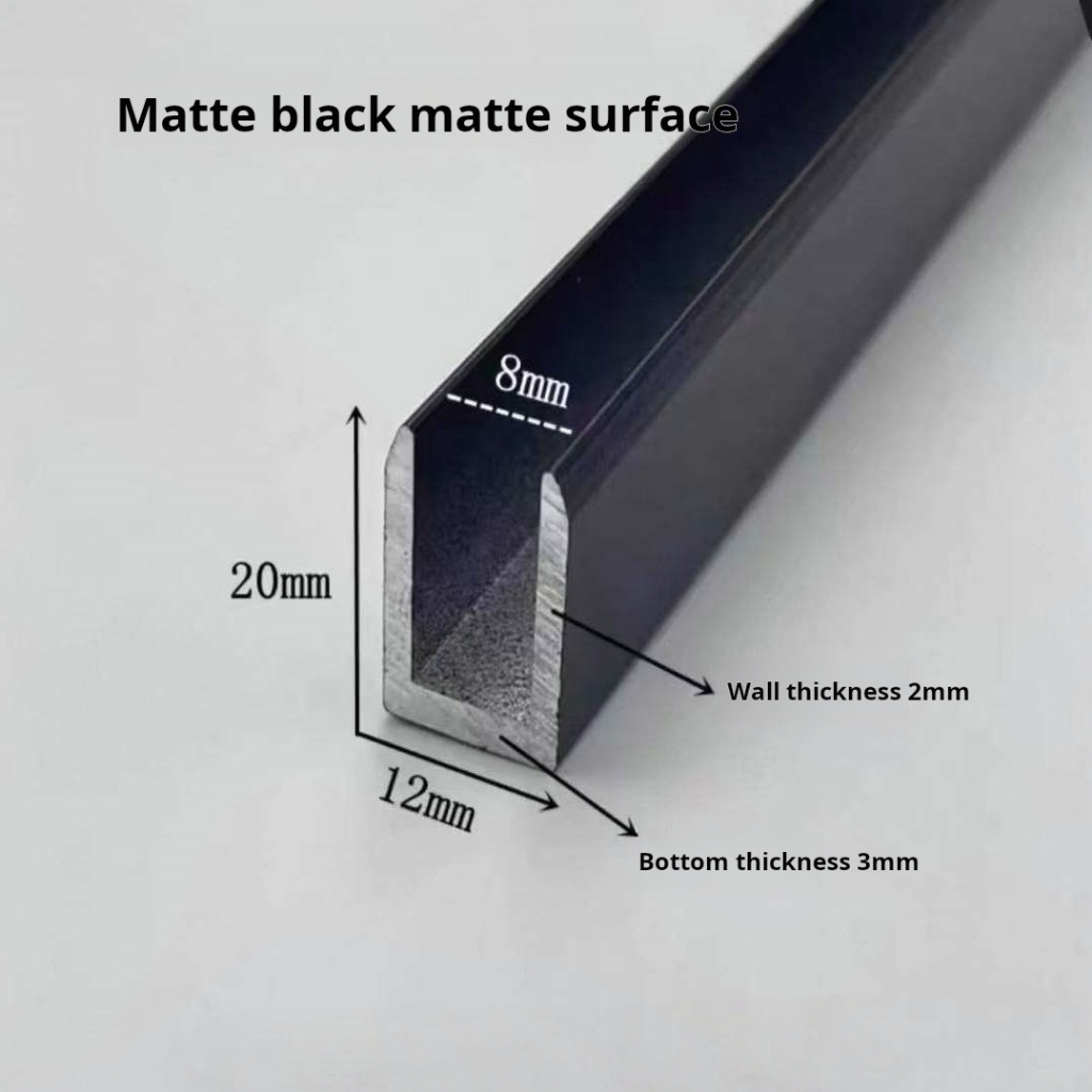 อลูมิเนียมอัลลอยด์ร่องรูปตัวยู 12 * 20 * 2 สีดําและสีขาวเงินทาสีร่องรูปตัวยูอลูมิเนียมอัลลอยด์โปรไฟล์แถบขอบ ยู-รูปอลูมิเนียมแถบร่อง