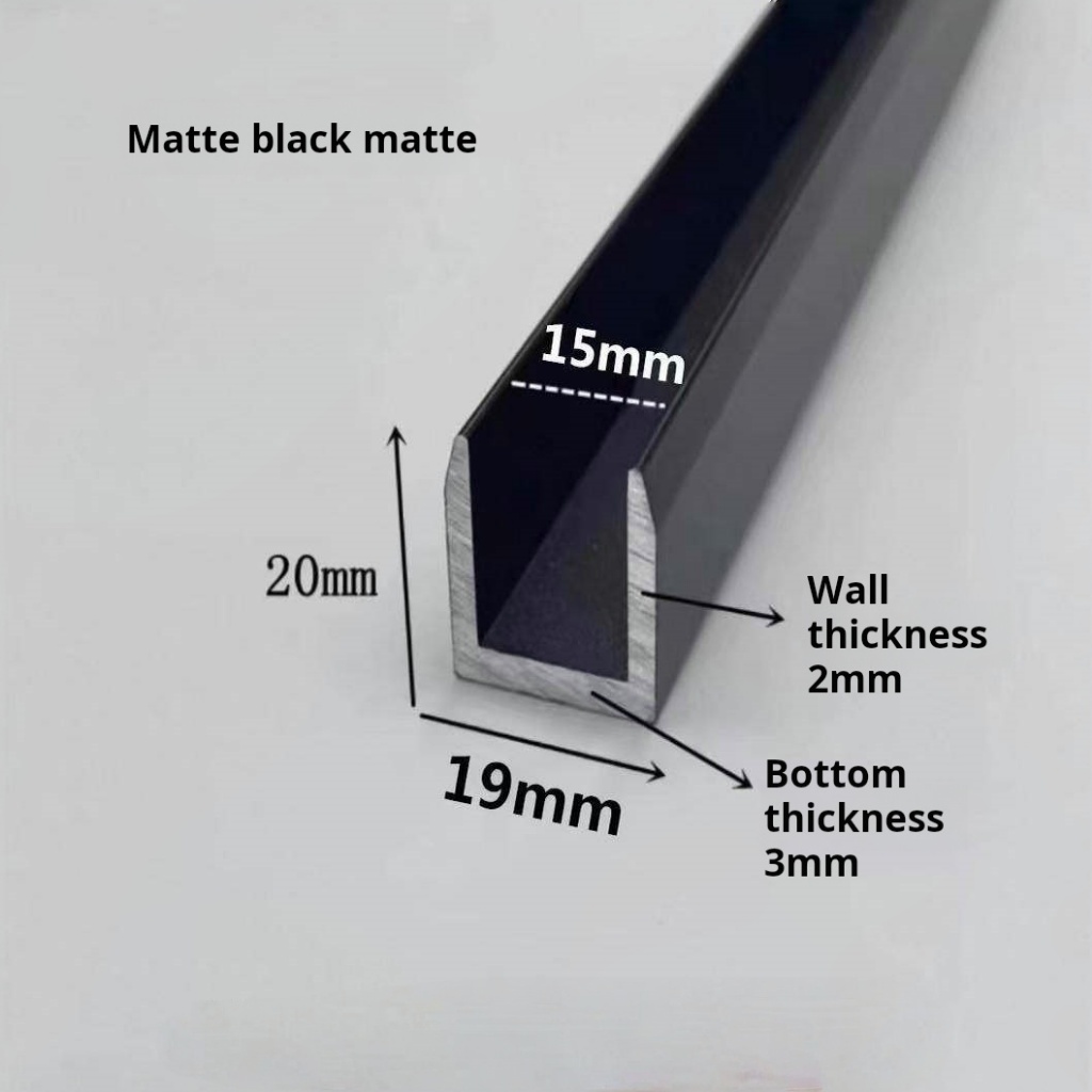 อลูมิเนียมอัลลอยด์ร่องรูปตัวยู 12 * 20 * 2 สีดําและสีขาวเงินทาสีร่องรูปตัวยูอลูมิเนียมอัลลอยด์โปรไฟล์แถบขอบ ยู-รูปอลูมิเนียมแถบร่อง - รูปที่ 3